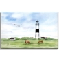 Preview: Leinwand 40 x 30 cm Keilrahmen Canvas-Leinen Aquarell Kunst Maritim Druck Kunstdruck Leuchtturm  Langer Christian Kampen Sylt Nordsee Meer Strand Dünen